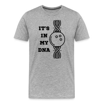 Bowling - Das ist in meiner DNA. Lustiges Design zum Bowling - Männer Premium Bio T-Shirt - Grau meliert - Vorne - Damien (186cm)