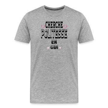 Suche nach Höflichkeit bei einem unbefristeten Vertrag - Männer Premium Bio T-Shirt - Grau meliert - Vorne - Damien (186cm)