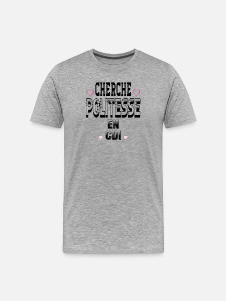 Looking for politeness on a permanent contract - Men's Premium Organic T-Shirt - heather grey
