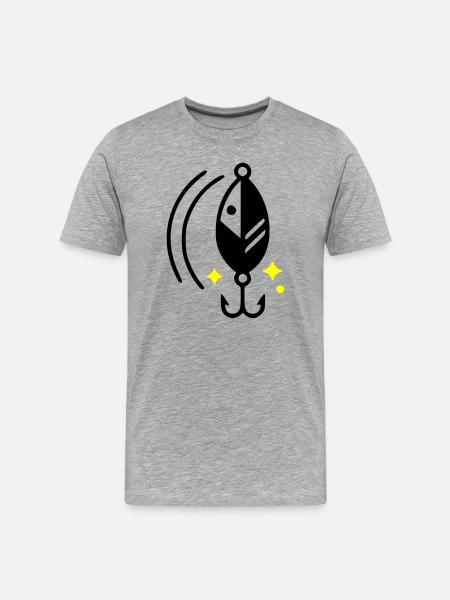 angelkoeder-blinker-haken-icon - Männer Premium Bio T-Shirt - Grau meliert