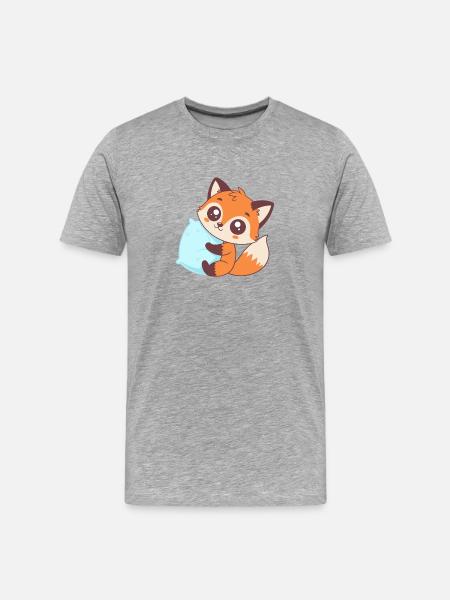 Cozy Fox with Blue Pillow - Men's Premium Organic T-Shirt - heather grey