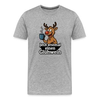 Drôle de renne de vin chaud - T-shirt bio Premium Homme - gris chiné - Devant - Damien (186cm)