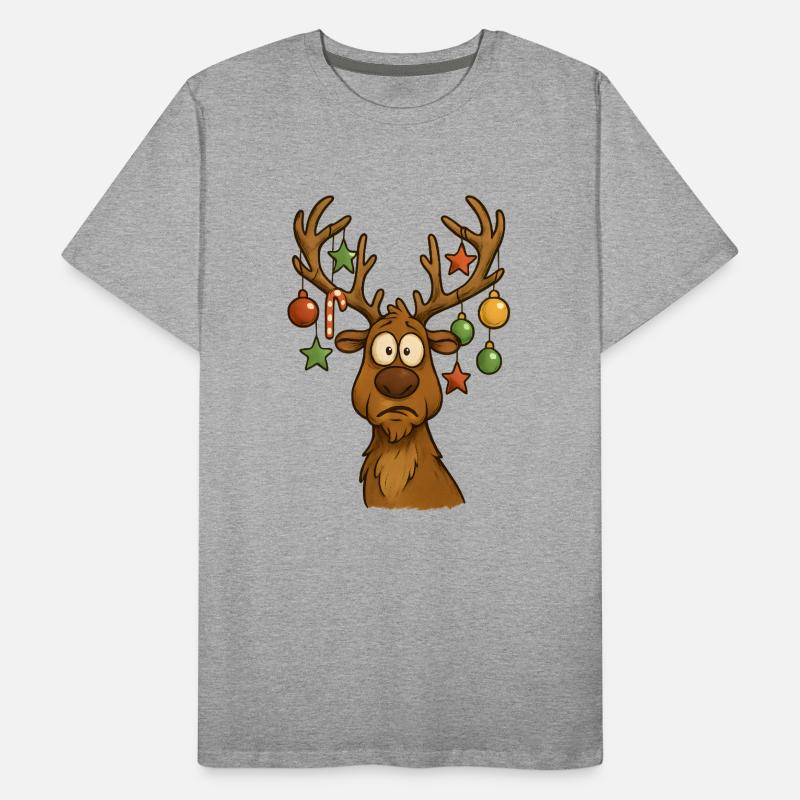 Fröhlicher Elch mit Baumschmuck Männer Premium Bio T-Shirt