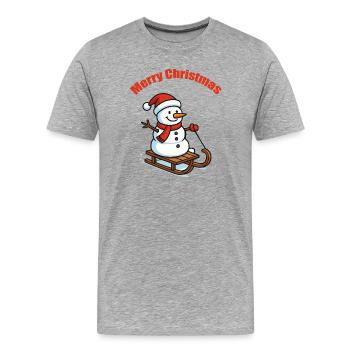 Snowman Sleigh Winter - Men's Premium Organic T-Shirt - heather grey - Front - Damien (186cm)