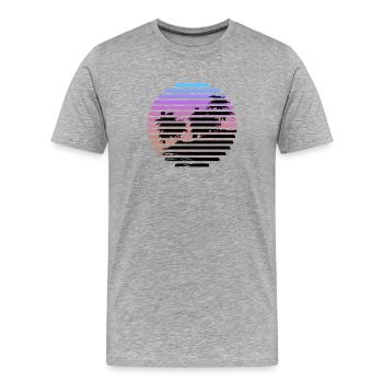 Tropical Sunset Striped Palm Silhouette - Men's Premium Organic T-Shirt - heather grey - Front - Damien (186cm)