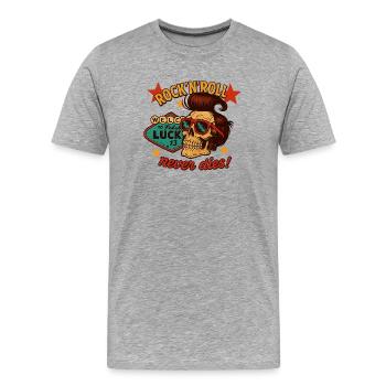 Rock'n'roll never dies! - T-shirt bio Premium Homme - gris chiné - Devant - Damien (186cm)