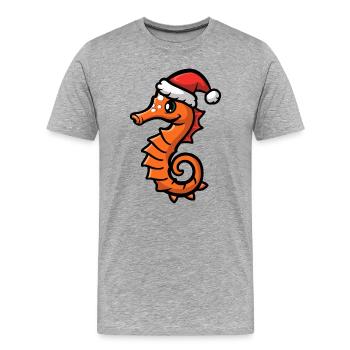 Seepferd Weihnachten - Männer Premium Bio T-Shirt - Grau meliert - Vorne - Damien (186cm)
