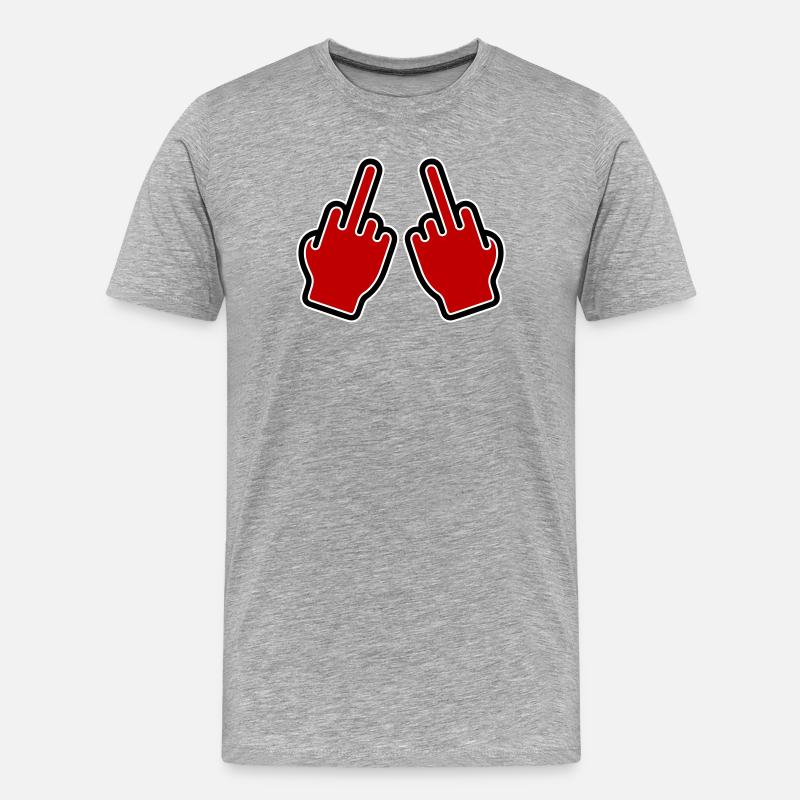 Mittelfinger Zeichen Hand - Männer Premium Bio T-Shirt - Grau meliert