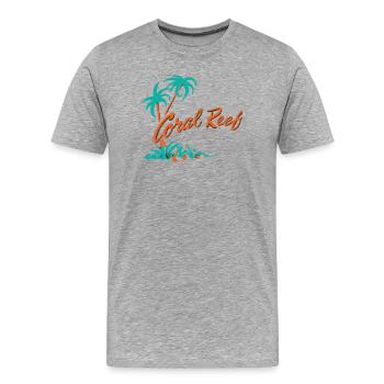 Logo du palmier du récif corallien - T-shirt bio Premium Homme - gris chiné - Devant - Damien (186cm)