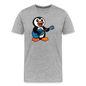 Süßer Pinguin Gitarre Gitarrist Musik Singer Chibi - Männer Premium Bio T-Shirt - Grau meliert - Vorne - Damien (186cm)