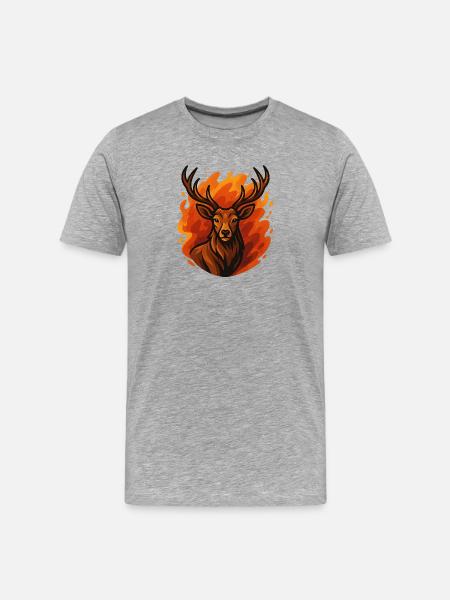 Burning deer in flames - Men's Premium Organic T-Shirt - heather grey