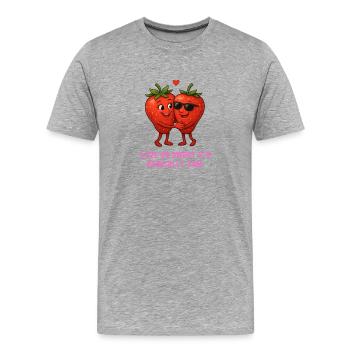 Confiture de confiture de confiture Amoureuse des fraises câlines - T-shirt bio Premium Homme - gris chiné - Devant - Damien (186cm)