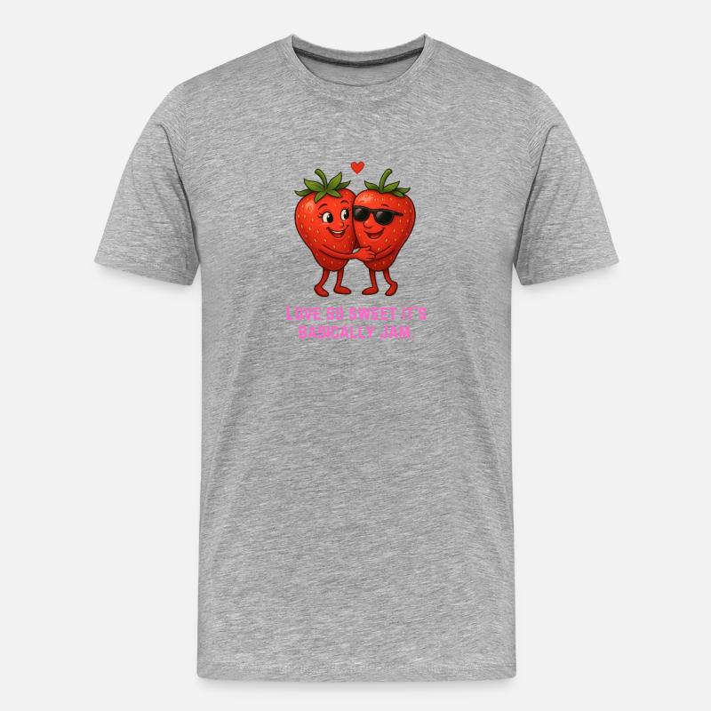 Kuschelige Erdbeeren Liebe Jam Marmelade - Männer Premium Bio T-Shirt - Grau meliert