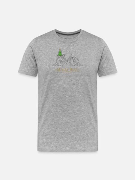 Arbre de Noël joyeux vélo - T-shirt bio Premium Homme - gris chiné