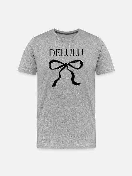 Delulu Saying with Bow - Men's Premium Organic T-Shirt - heather grey