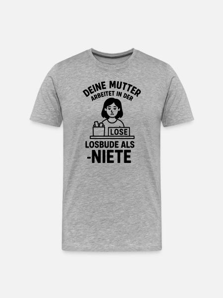 losbude deine mutter witz - Männer Premium Bio T-Shirt - Grau meliert