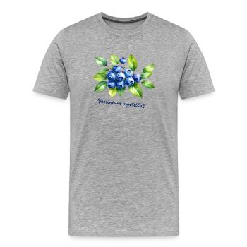 Blaubeere – botanische Illustration - Männer Premium Bio T-Shirt - Grau meliert - Vorne - Damien (186cm)