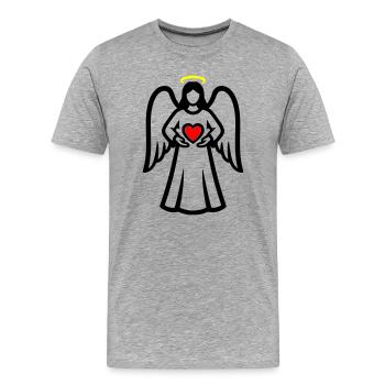 Ange-Couple-avec-Pictogramme-Coeur-2 - T-shirt bio Premium Homme - gris chiné - Devant - Damien (186cm)