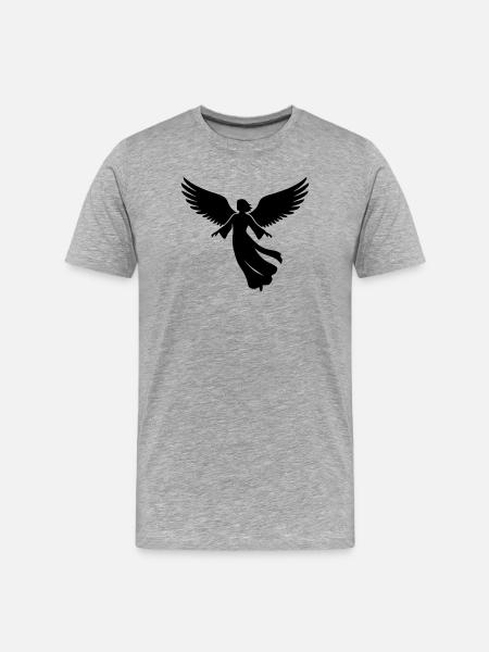 Engel-engelsfluegel-silhouette-einfach-2 - Männer Premium Bio T-Shirt - Grau meliert