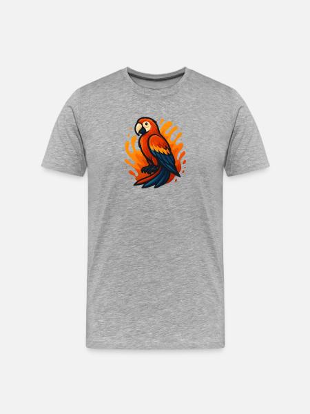Fire Flaming Macaw Parrot Illustration - Men's Premium Organic T-Shirt - heather grey