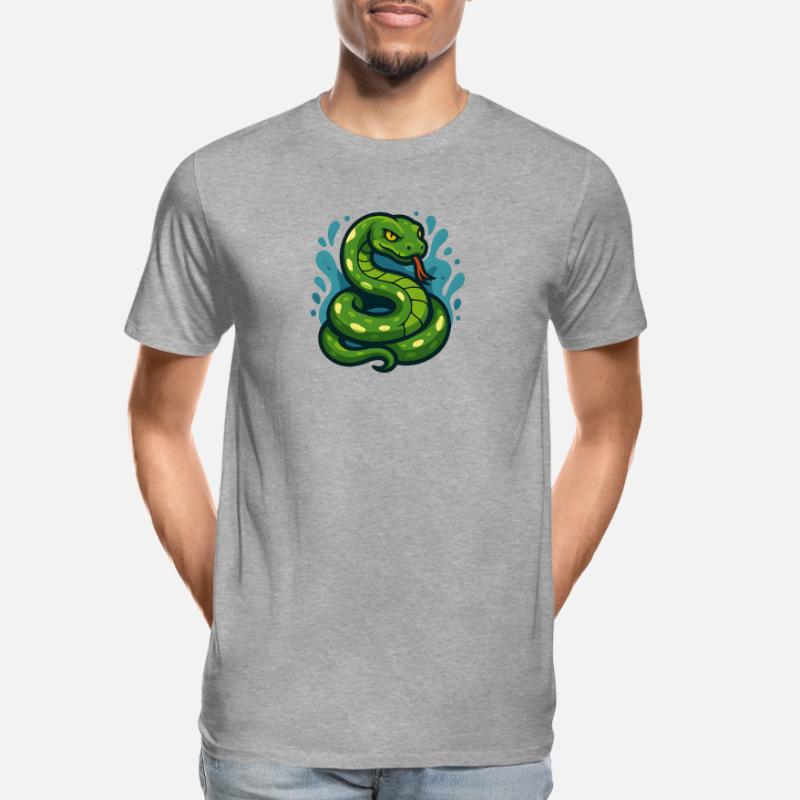 Arbre vert Python serpent en vague T-shirt bio Premium Homme