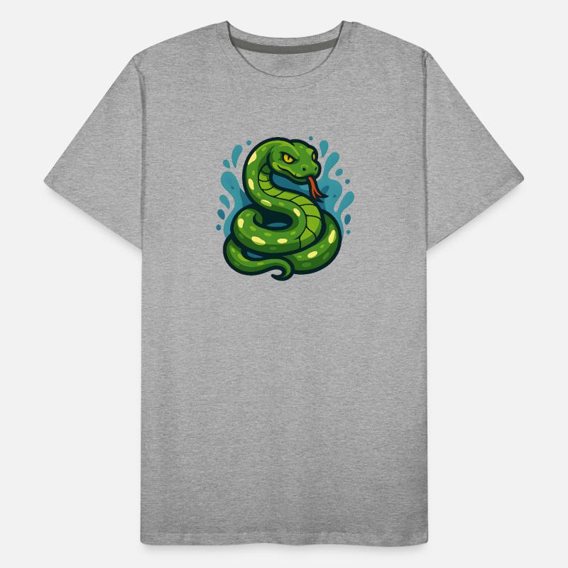 Arbre vert Python serpent en vague T-shirt bio Premium Homme