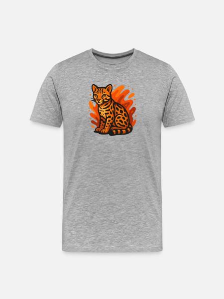Flaming Ocelot - Men's Premium Organic T-Shirt - heather grey