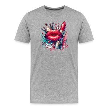 Girl Stuff Glamour Queen Lipstick - Men's Premium Organic T-Shirt - heather grey - Front - Damien (186cm)