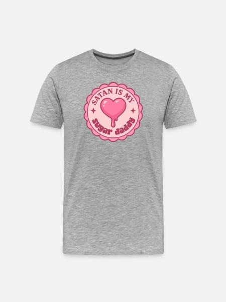 Love Badge Punk Rose - Männer Premium Bio T-Shirt - Grau meliert