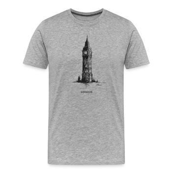 London Clock Tower Silhouette - Männer Premium Bio T-Shirt - Grau meliert - Vorne - Damien (186cm)