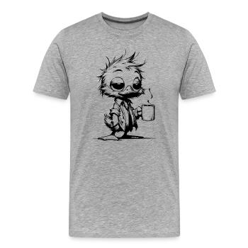 Office duck morning chaos with coffee in the office - Men's Premium Organic T-Shirt - heather grey - Front - Damien (186cm)