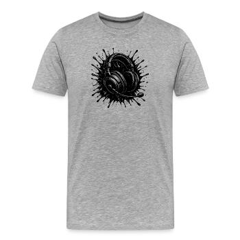 Micro allumé, jeu allumé, Team Talk prêt, monde éteint - T-shirt bio Premium Homme - gris chiné - Devant - Damien (186cm)