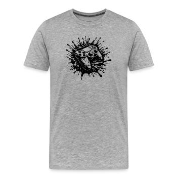 Guerre d’encre sur la manette Énergie sur Analog - T-shirt bio Premium Homme - gris chiné - Devant - Damien (186cm)