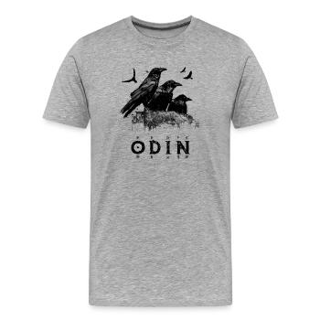 Odin Crow Edda Viking - T-shirt bio Premium Homme - gris chiné - Devant - Damien (186cm)