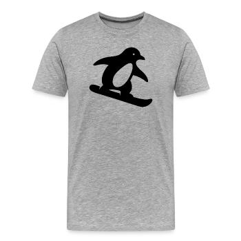 Minimalistischer Pinguin Snowboard Winterurlaub - Männer Premium Bio T-Shirt - Grau meliert - Vorne - Damien (186cm)