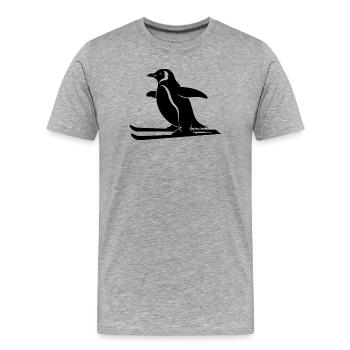 pingouin minimaliste skieur sport d’hiver - T-shirt bio Premium Homme - gris chiné - Devant - Damien (186cm)