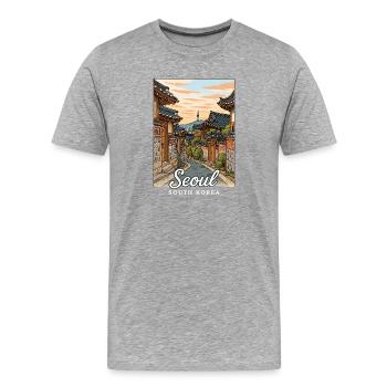 Séoul, Corée du Sud - T-shirt bio Premium Homme - gris chiné - Devant - Damien (186cm)