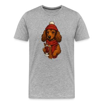 Winter warmth dog with drink - Men's Premium Organic T-Shirt - heather grey - Front - Damien (186cm)