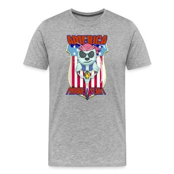 america phoque YEAH - T-shirt bio Premium Homme - gris chiné - Devant - Damien (186cm)