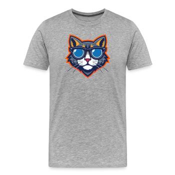 Katze mit Sonnenbrille Maskottchen - Männer Premium Bio T-Shirt - Grau meliert - Vorne - Damien (186cm)