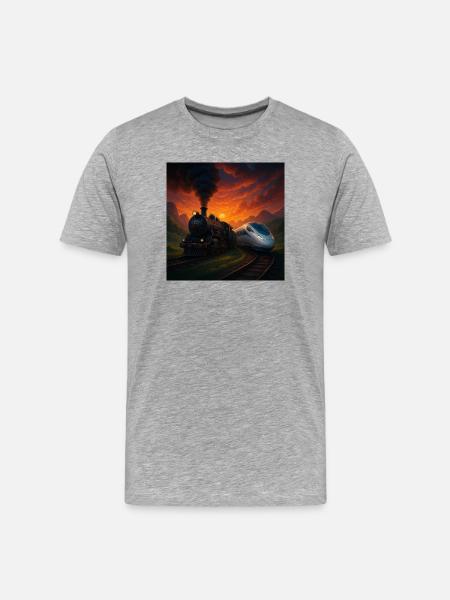 Steam Train vs Future Train - Men's Premium Organic T-Shirt - heather grey