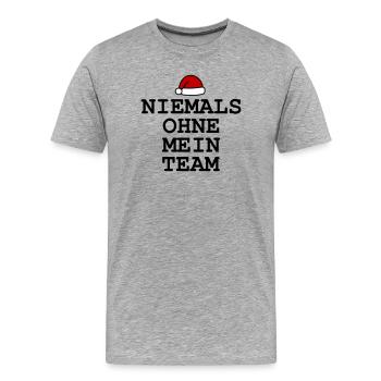 Never without My Team Christmas - Men's Premium Organic T-Shirt - heather grey - Front - Damien (186cm)