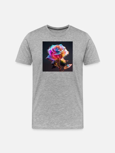 Rainbow Rose Neon Glow - Men's Premium Organic T-Shirt - heather grey
