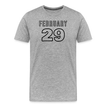February 29 - Men's Premium Organic T-Shirt - heather grey - Front - Damien (186cm)