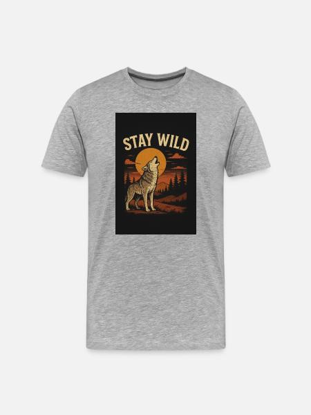 Wolf Wild - Men's Premium Organic T-Shirt - heather grey