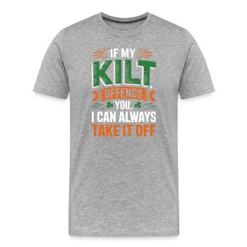 Wenn Mein Kilt Stört, Kann Ich Ihn Ausziehen - Männer Premium Bio T-Shirt - Grau meliert - Vorne - Damien (186cm)