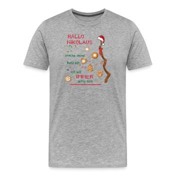 Bonjour Saint-Nicolas - T-shirt bio Premium Homme - gris chiné - Devant - Damien (186cm)
