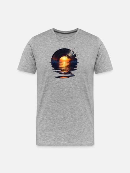 Vinyle Sunset - Le bruit des vagues - T-shirt bio Premium Homme - gris chiné
