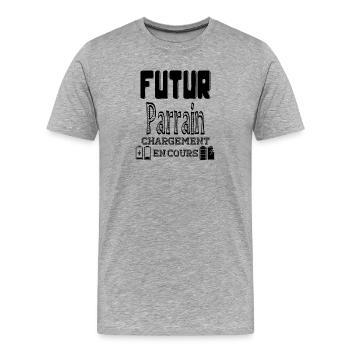 Zukünftige Sponsorenladung im Gange - Männer Premium Bio T-Shirt - Grau meliert - Vorne - Damien (186cm)