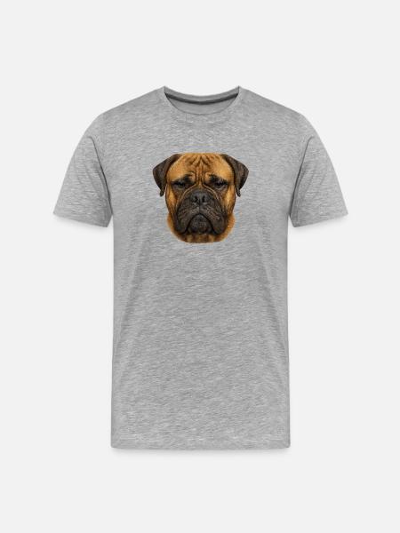 Massive Head Mastiff Portrait - Men's Premium Organic T-Shirt - heather grey
